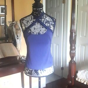 New Versace Royal Blue Halter Tank Top
